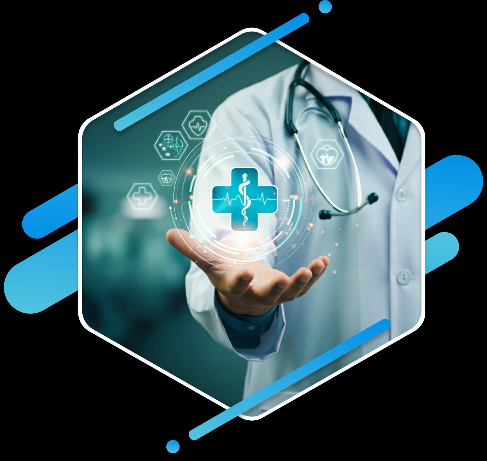 Doctor presenting digital heart icon
